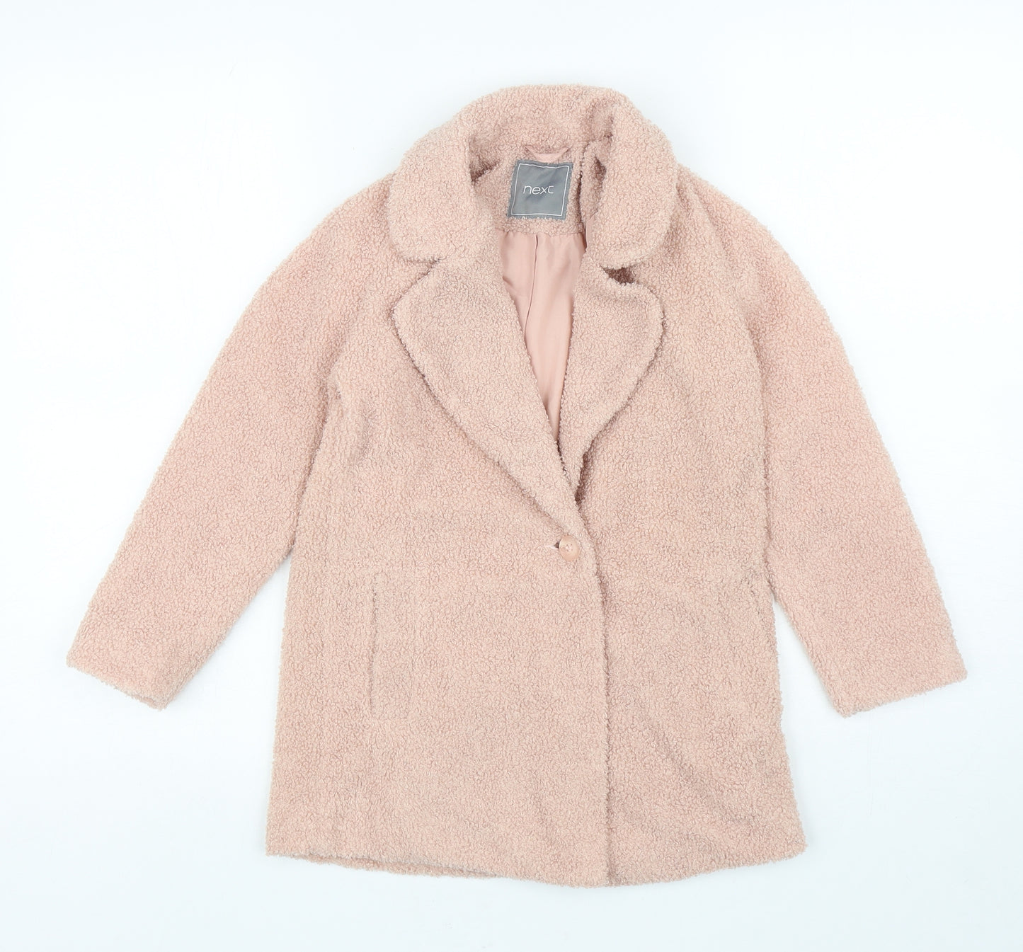 NEXT Girls Pink Overcoat Coat Size 7 Years Button