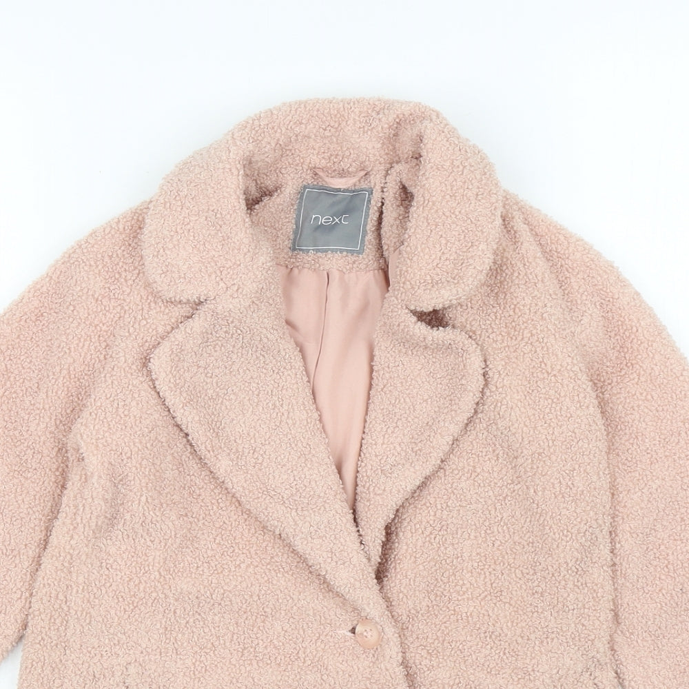 NEXT Girls Pink Overcoat Coat Size 7 Years Button