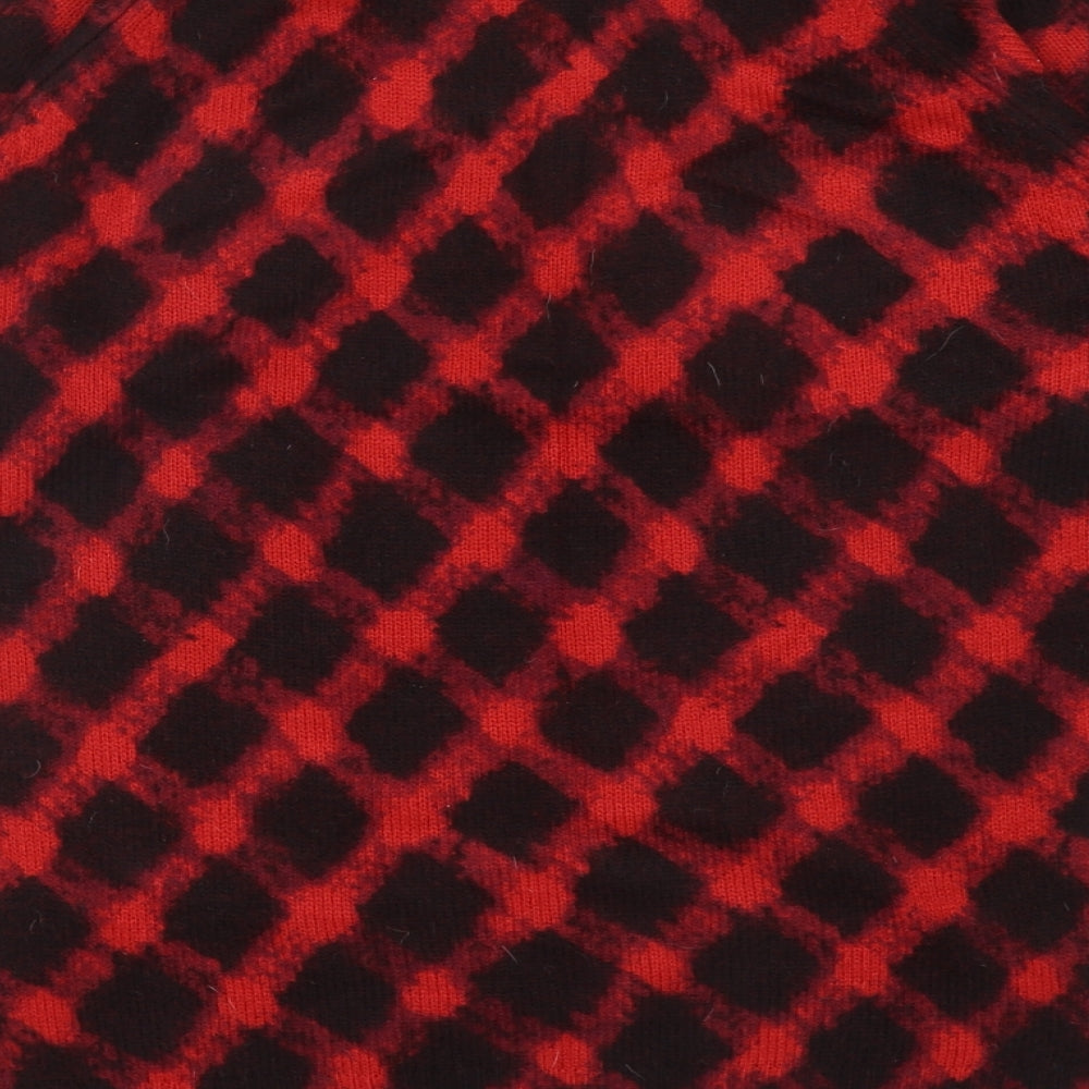 Marks and Spencer Womens Red Round Neck Geometric Acrylic Pullover Jumper Size 12