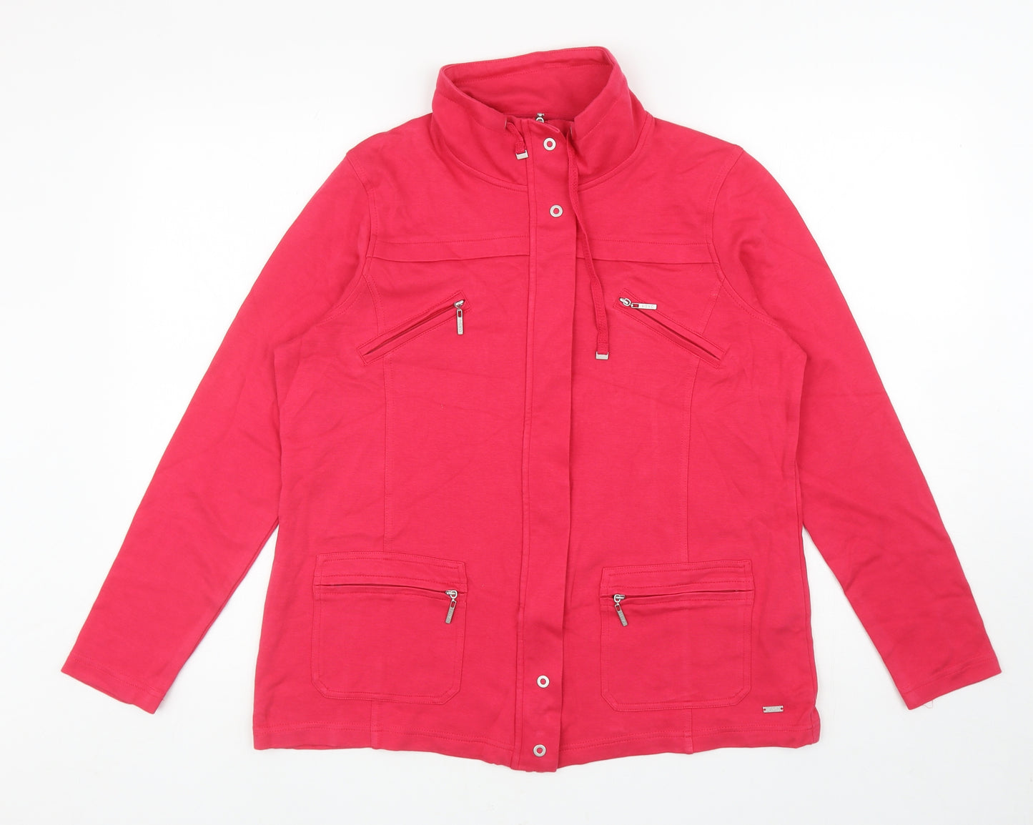DASH Womens Pink Cotton Full Zip Hoodie Size 16 Snap