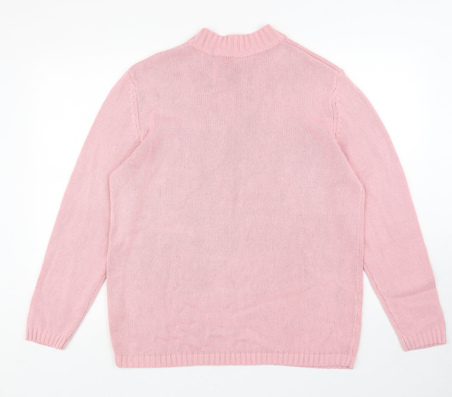 Preworn Womens Pink Mock Neck Acrylic Pullover Jumper Size 18 - Snowflake