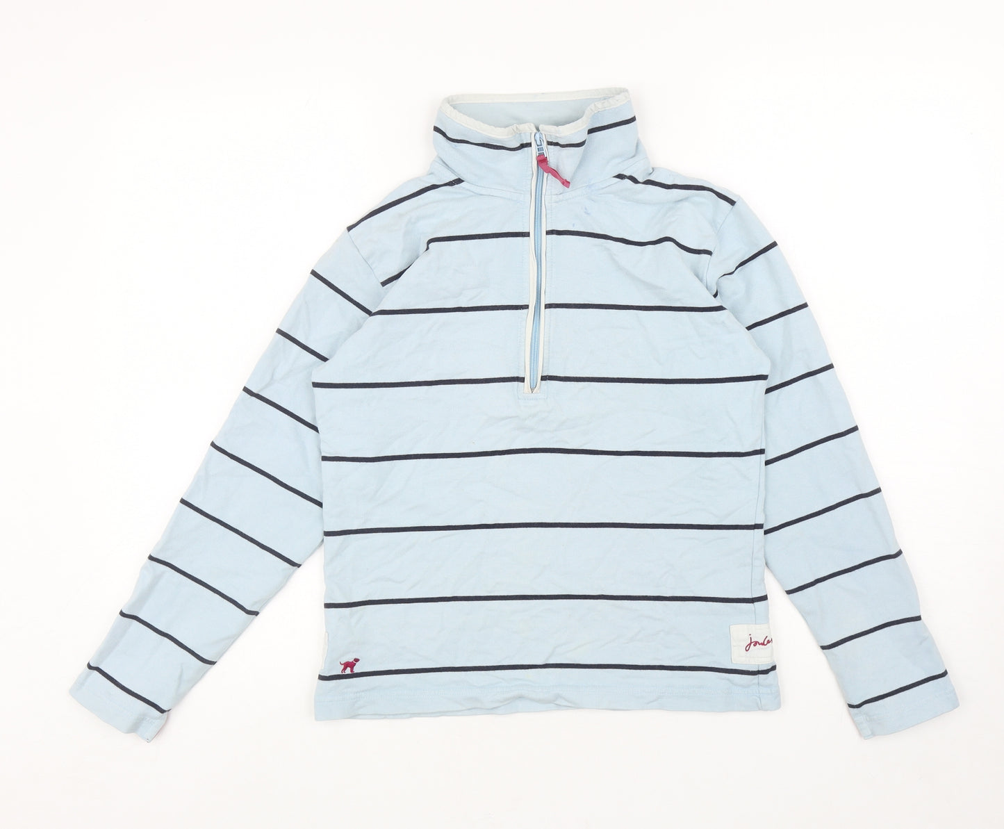 Joules Womens Blue Striped Cotton Pullover Sweatshirt Size 10 Zip