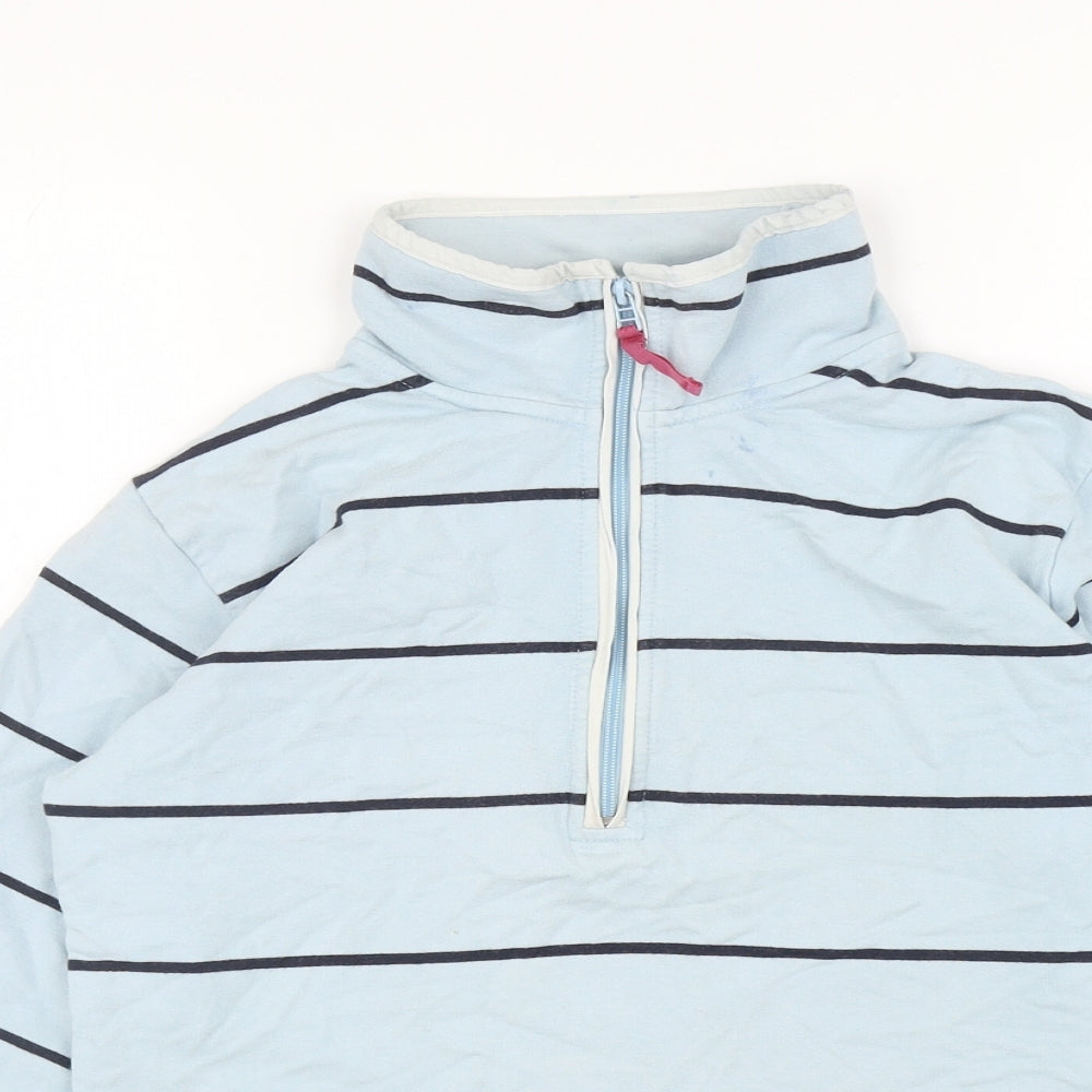 Joules Womens Blue Striped Cotton Pullover Sweatshirt Size 10 Zip