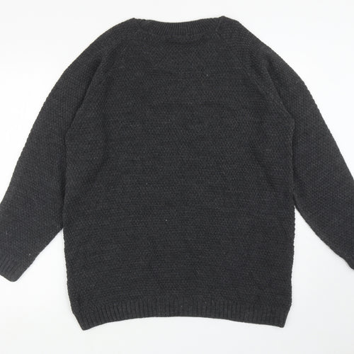 Boohoo Womens Grey Round Neck Acrylic Pullover Jumper Size M - Cut Out Shoulders