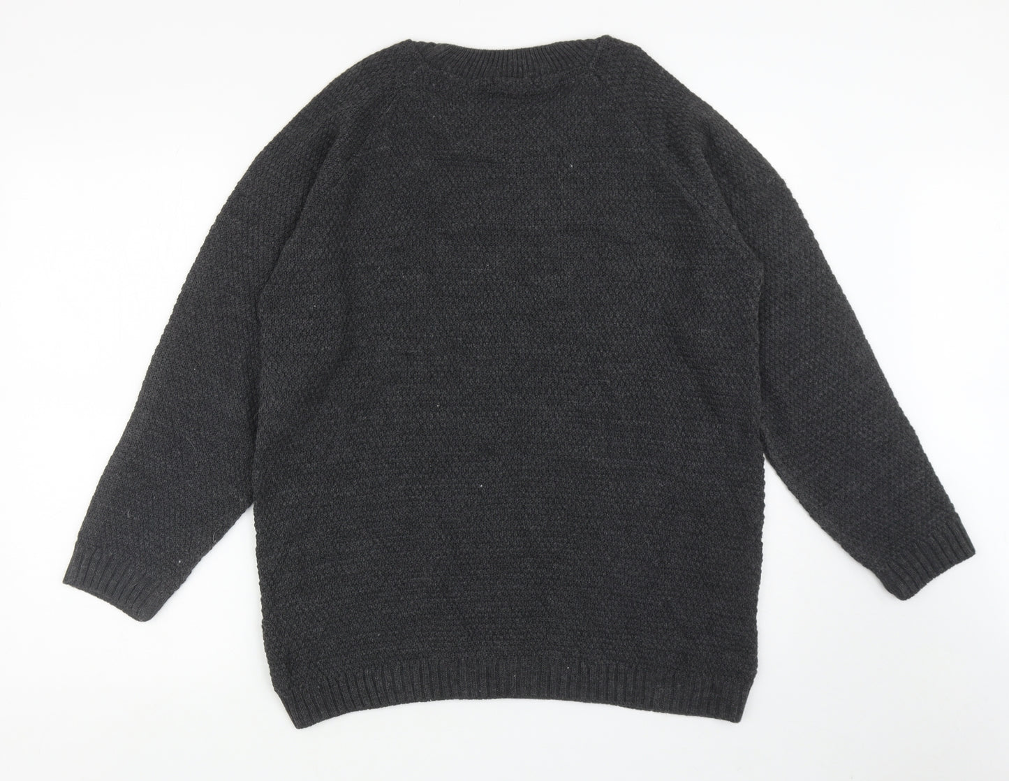 Boohoo Womens Grey Round Neck Acrylic Pullover Jumper Size M - Cut Out Shoulders
