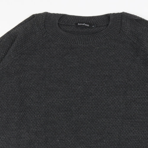 Boohoo Womens Grey Round Neck Acrylic Pullover Jumper Size M - Cut Out Shoulders
