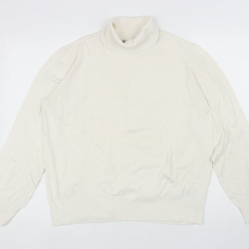 H&M Womens Ivory Roll Neck Viscose Pullover Jumper Size XL
