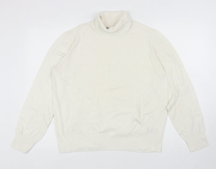 H&M Womens Ivory Roll Neck Viscose Pullover Jumper Size XL