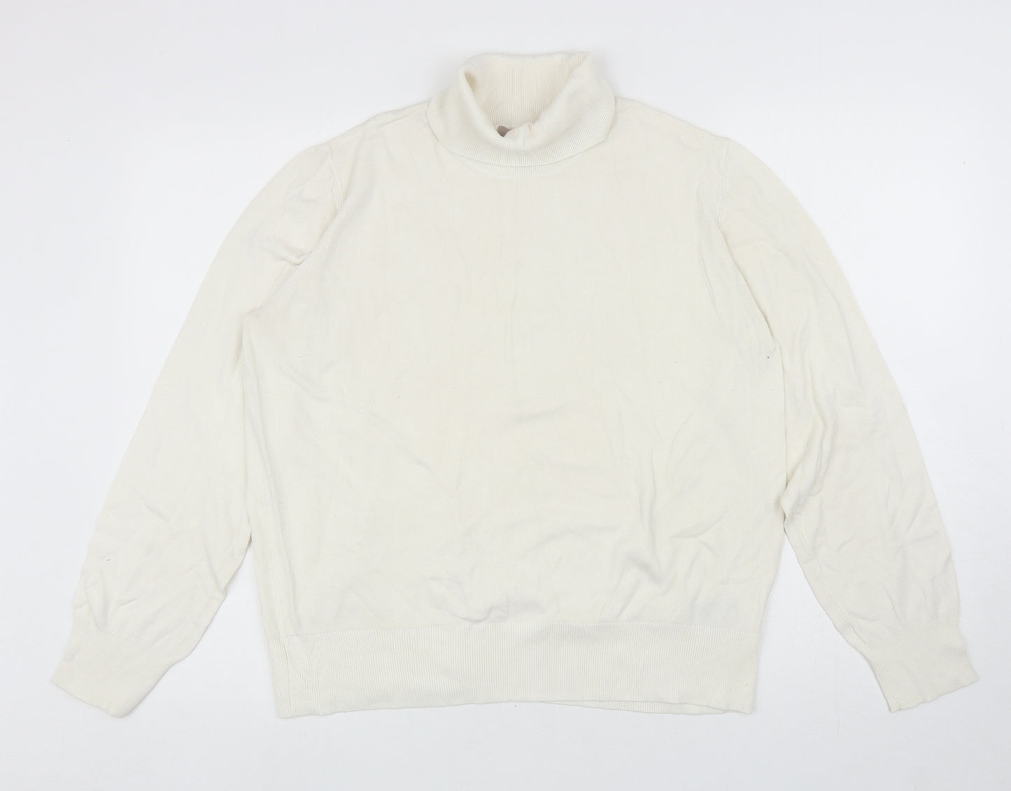 H&M Womens Ivory Roll Neck Viscose Pullover Jumper Size XL