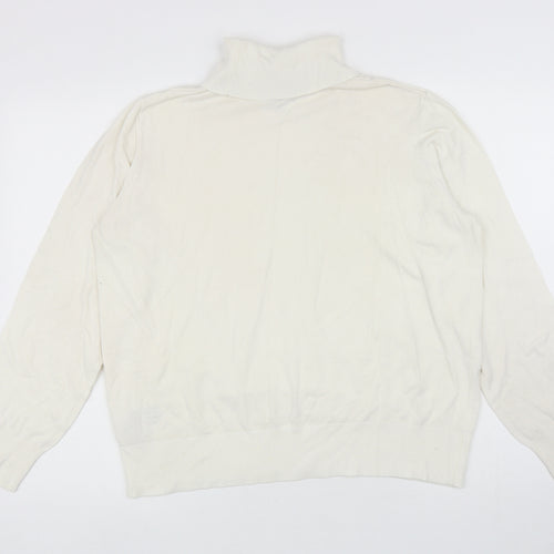 H&M Womens Ivory Roll Neck Viscose Pullover Jumper Size XL