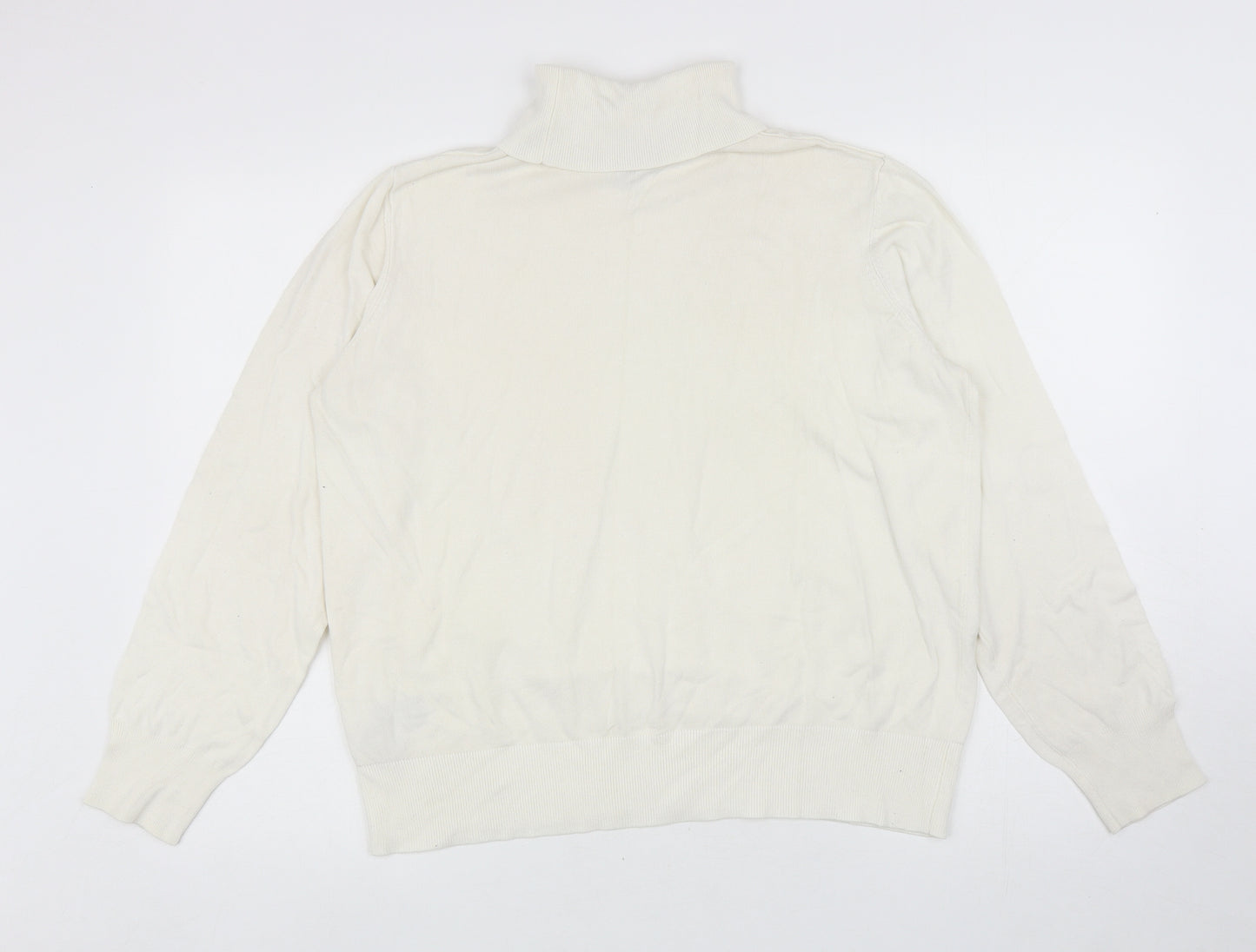 H&M Womens Ivory Roll Neck Viscose Pullover Jumper Size XL