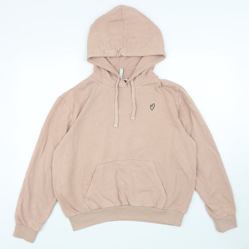 Divided Womens Pink Cotton Pullover Hoodie Size M Pullover - Heart