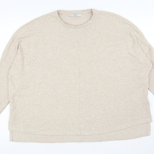 George Womens Beige Round Neck Polyester Pullover Jumper Size M