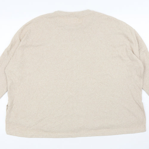 George Womens Beige Round Neck Polyester Pullover Jumper Size M