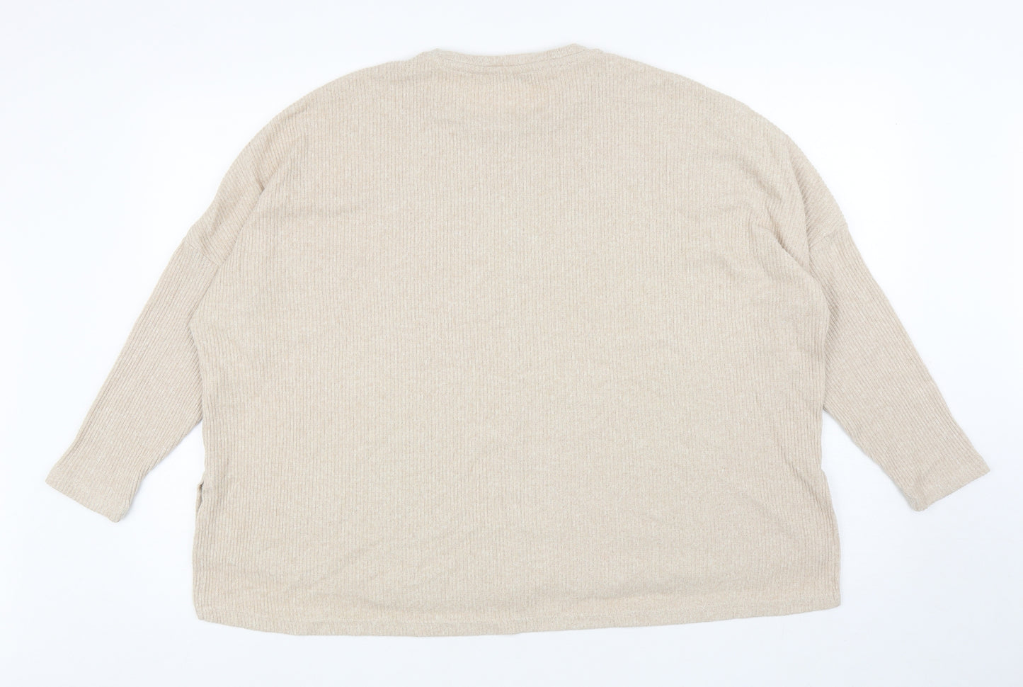 George Womens Beige Round Neck Polyester Pullover Jumper Size M