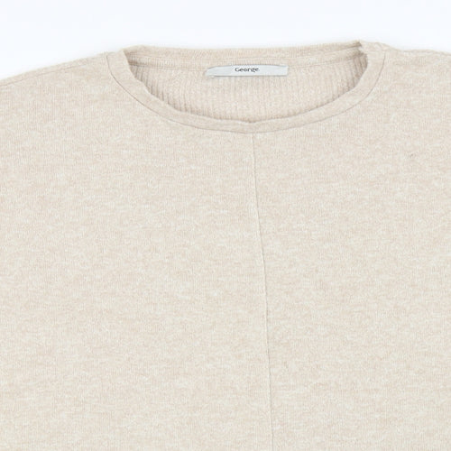 George Womens Beige Round Neck Polyester Pullover Jumper Size M