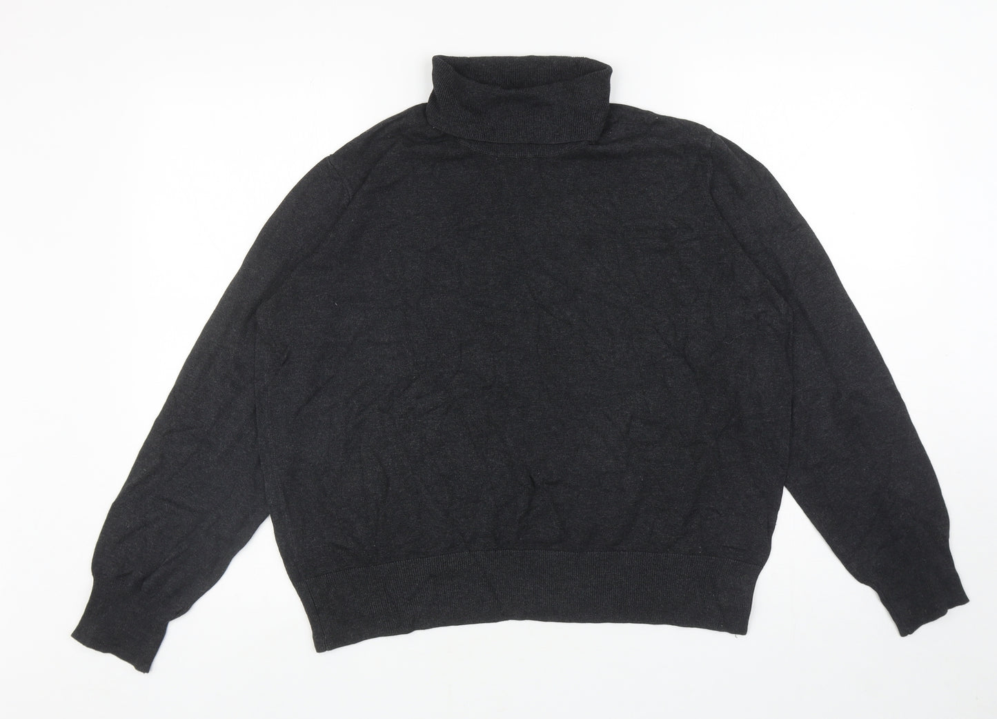 H&M Womens Grey Roll Neck Viscose Pullover Jumper Size XL