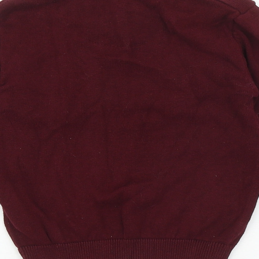 Dunnes Stores Boys Red Cotton Henley Jumper Size 18-24 Months Button