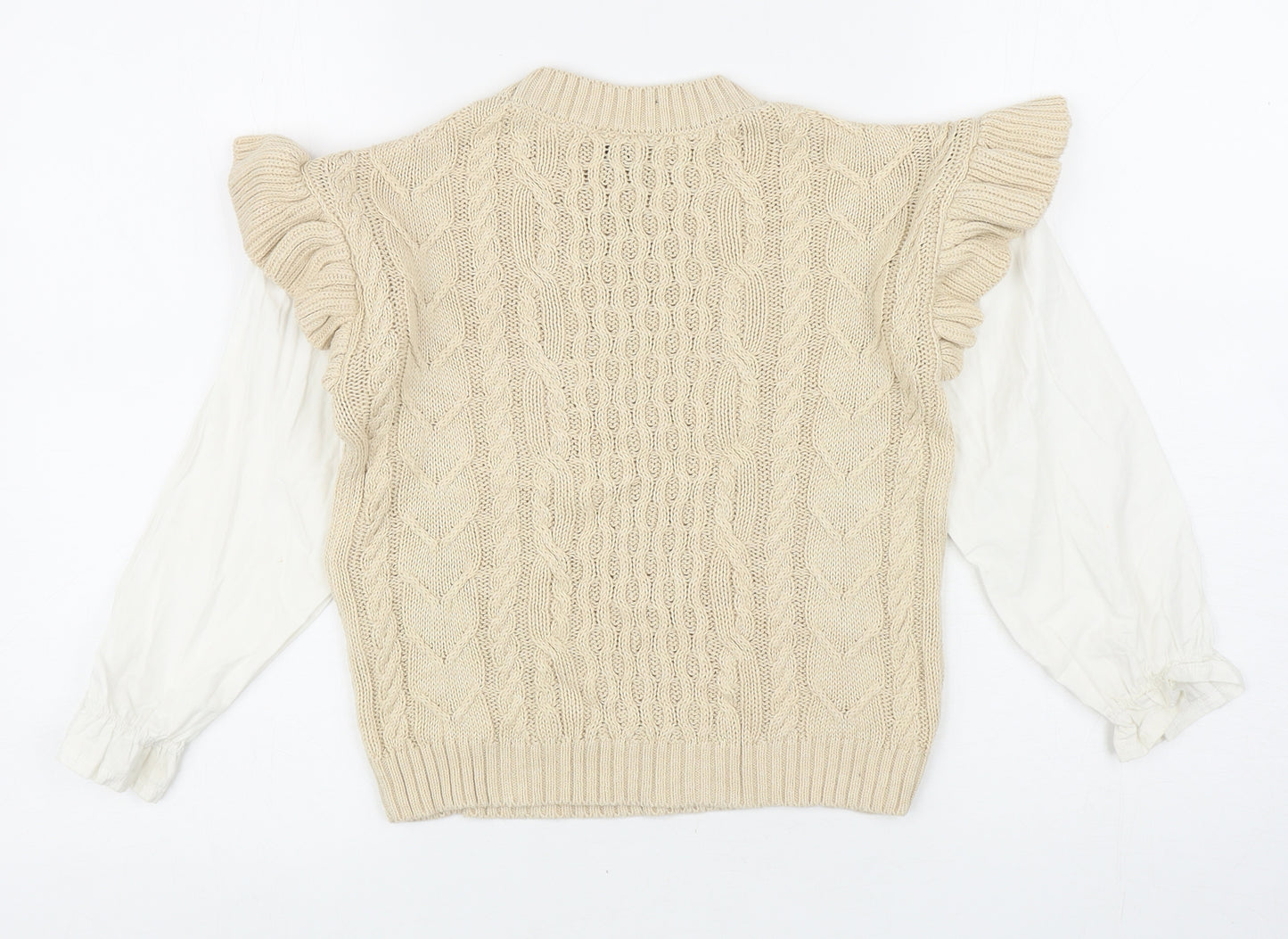 River Island Girls Beige Crew Neck Viscose Pullover Jumper Size 7-8 Years Pullover