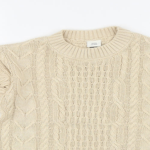 River Island Girls Beige Crew Neck Viscose Pullover Jumper Size 7-8 Years Pullover