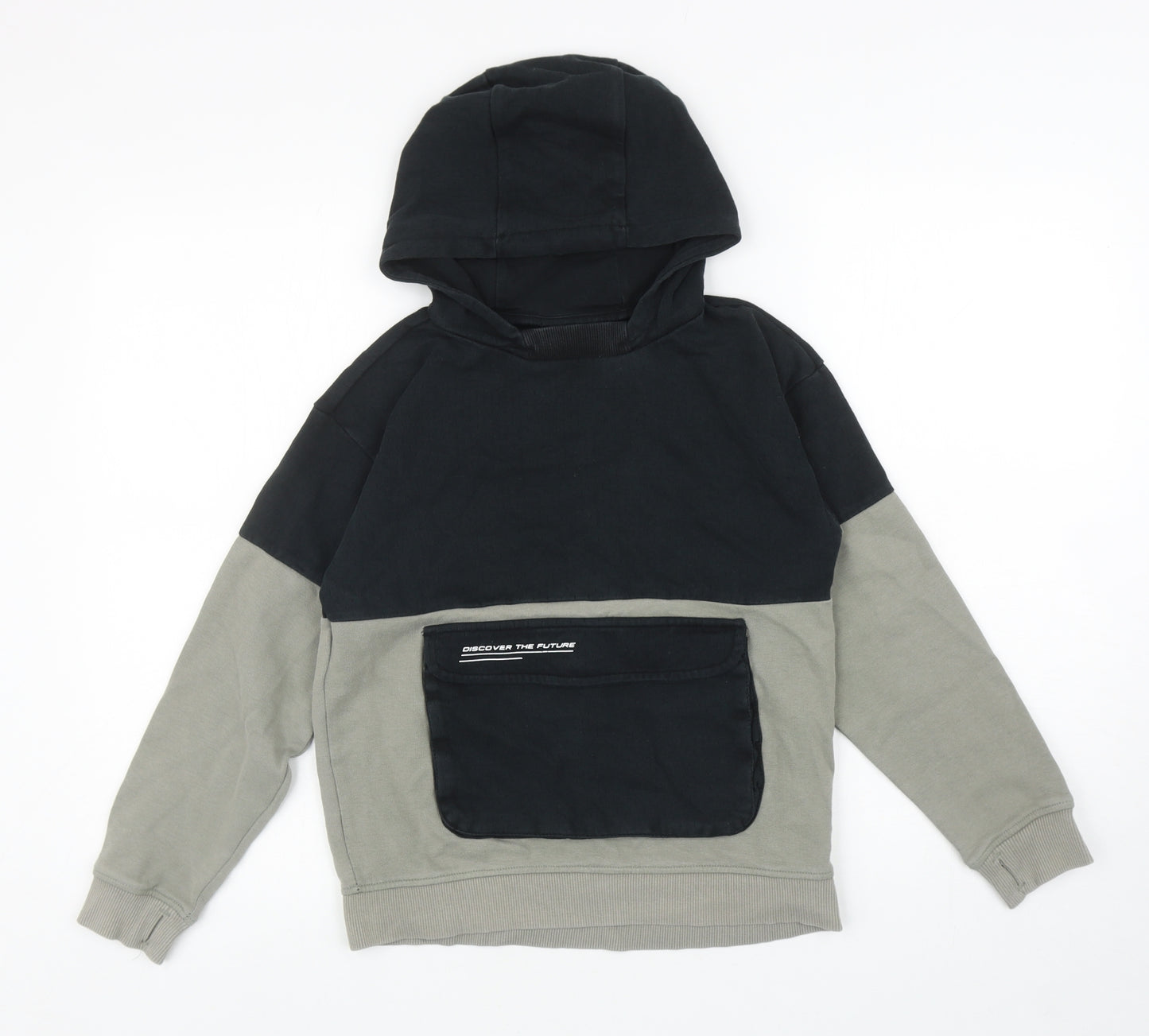 Nutmeg Boys Grey Colourblock Cotton Pullover Hoodie Size 10-11 Years Pullover - Discover The Future