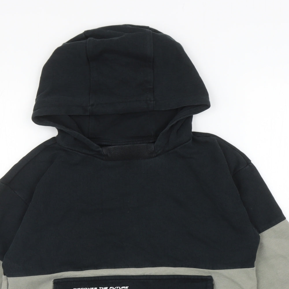 Nutmeg Boys Grey Colourblock Cotton Pullover Hoodie Size 10-11 Years Pullover - Discover The Future