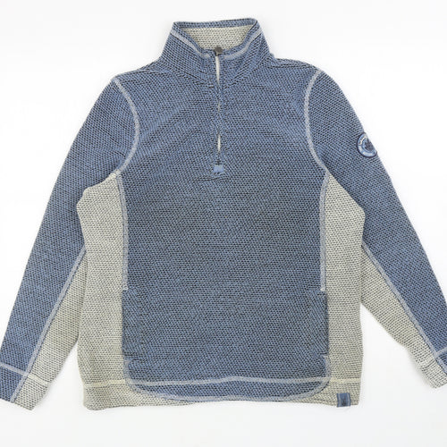 Weird Fish Womens Blue High Neck Acrylic Pullover Jumper Size 14 - Colourblock