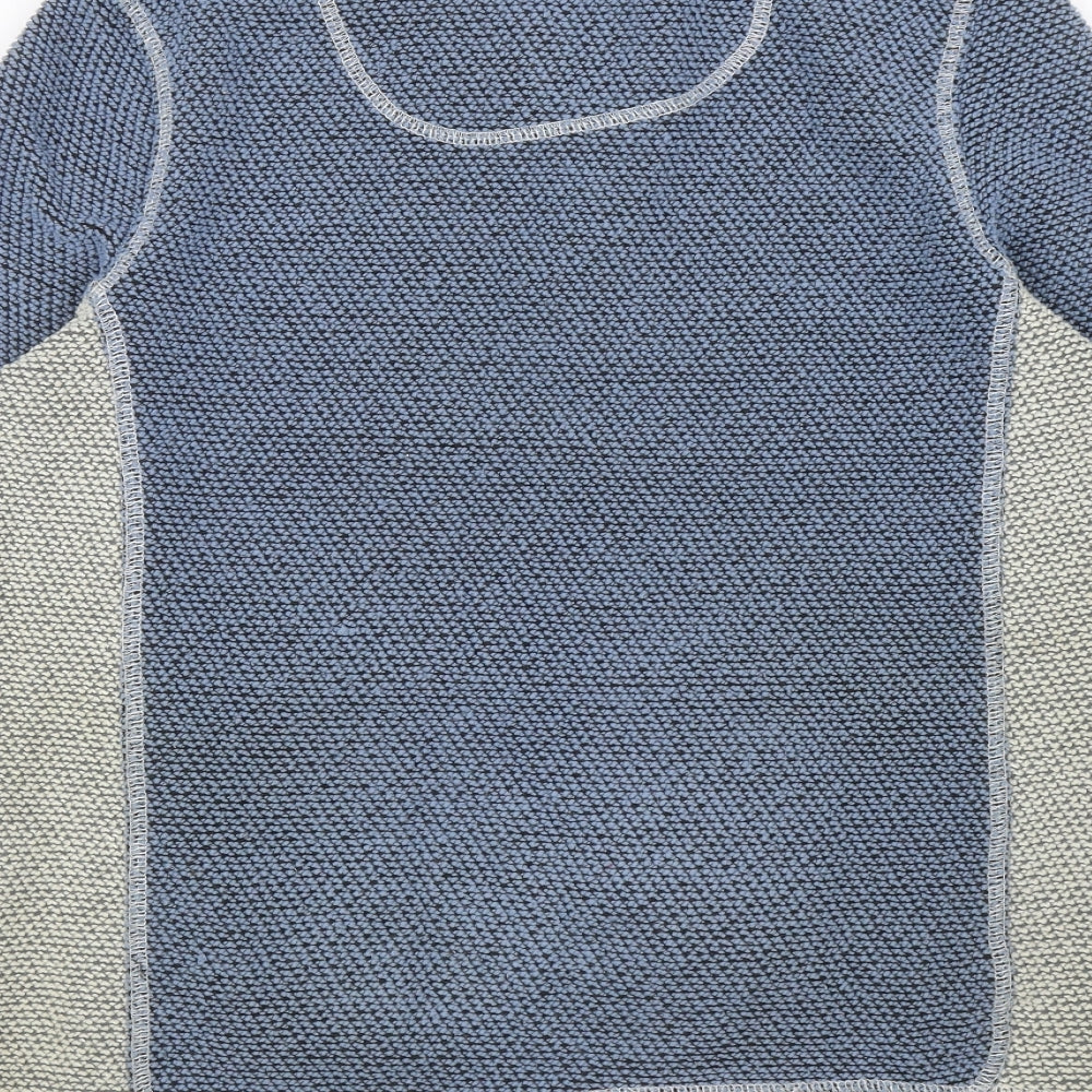 Weird Fish Womens Blue High Neck Acrylic Pullover Jumper Size 14 - Colourblock