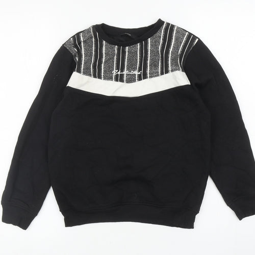 George Boys Black Striped Cotton Pullover Sweatshirt Size 8-9 Years Pullover