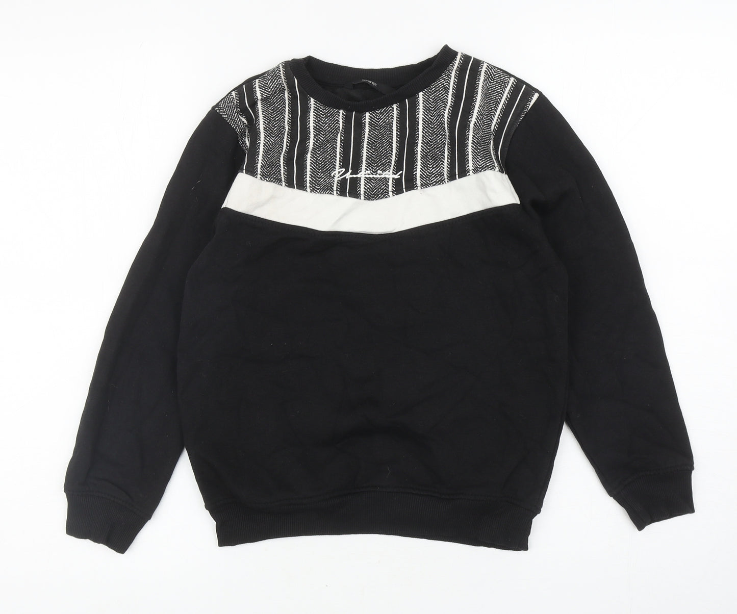 George Boys Black Striped Cotton Pullover Sweatshirt Size 8-9 Years Pullover