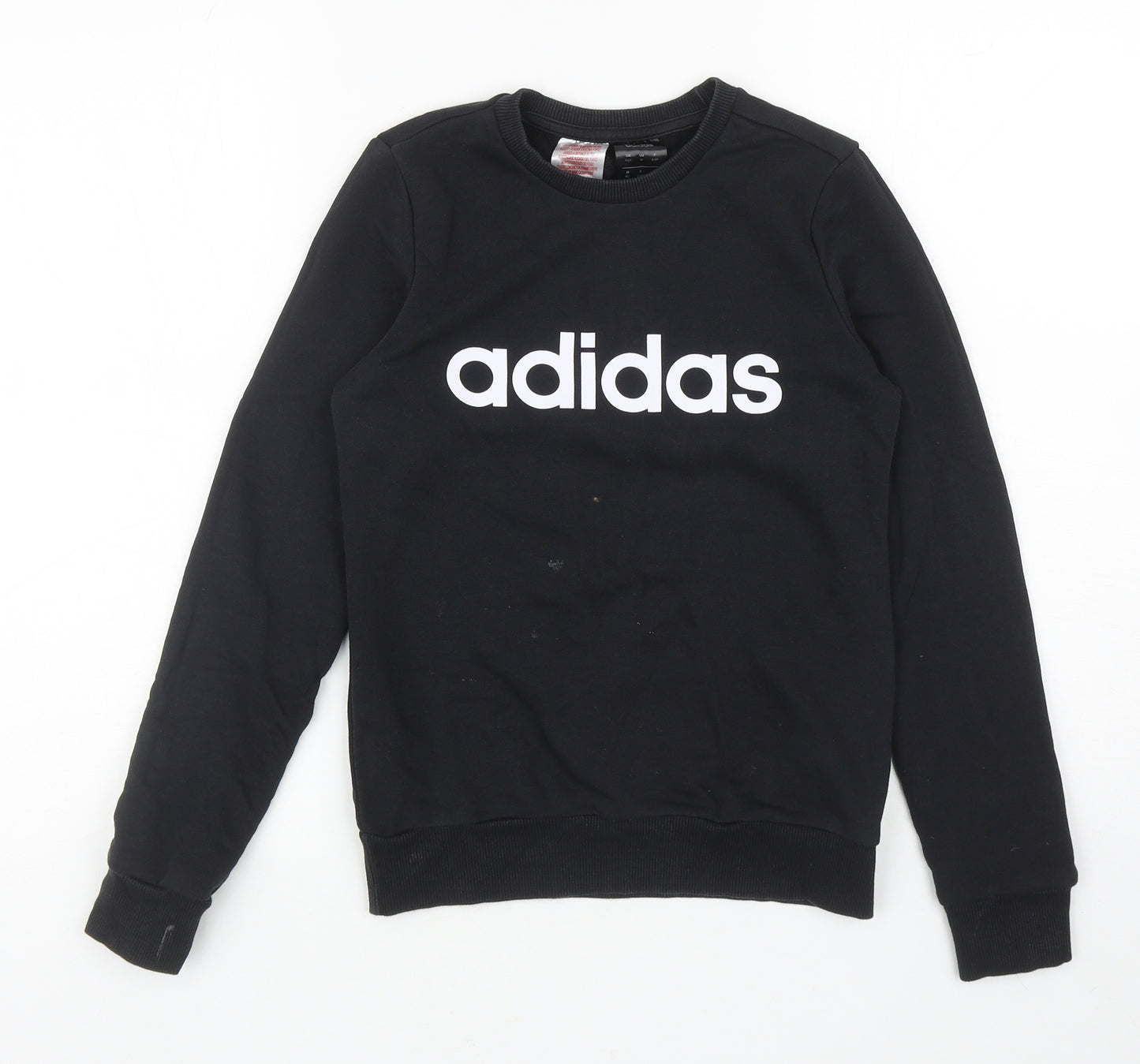 adidas Boys Black Cotton Pullover Sweatshirt Size 11-12 Years Pullover