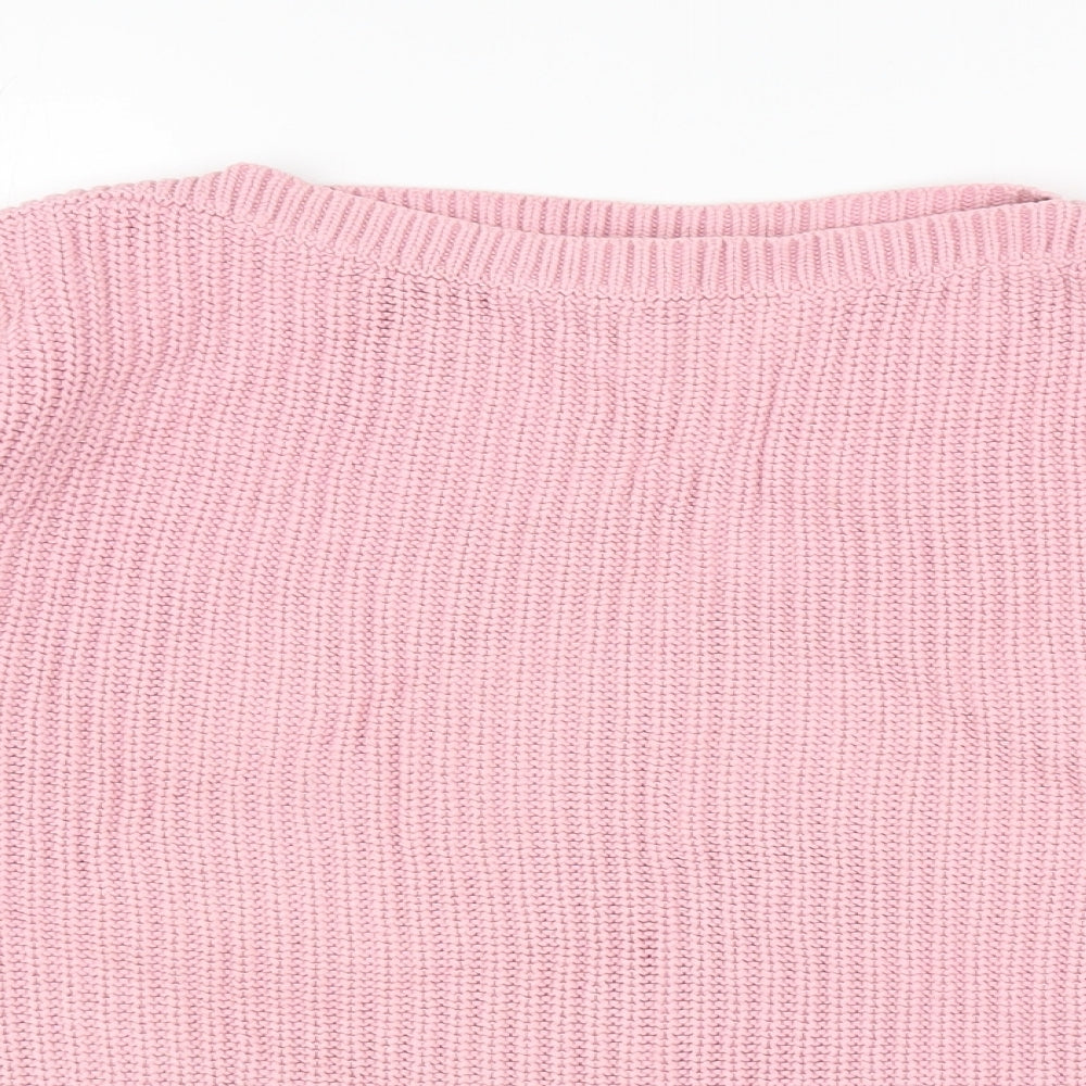 Marks and Spencer Womens Pink Boat Neck Cotton Pullover Jumper Size L