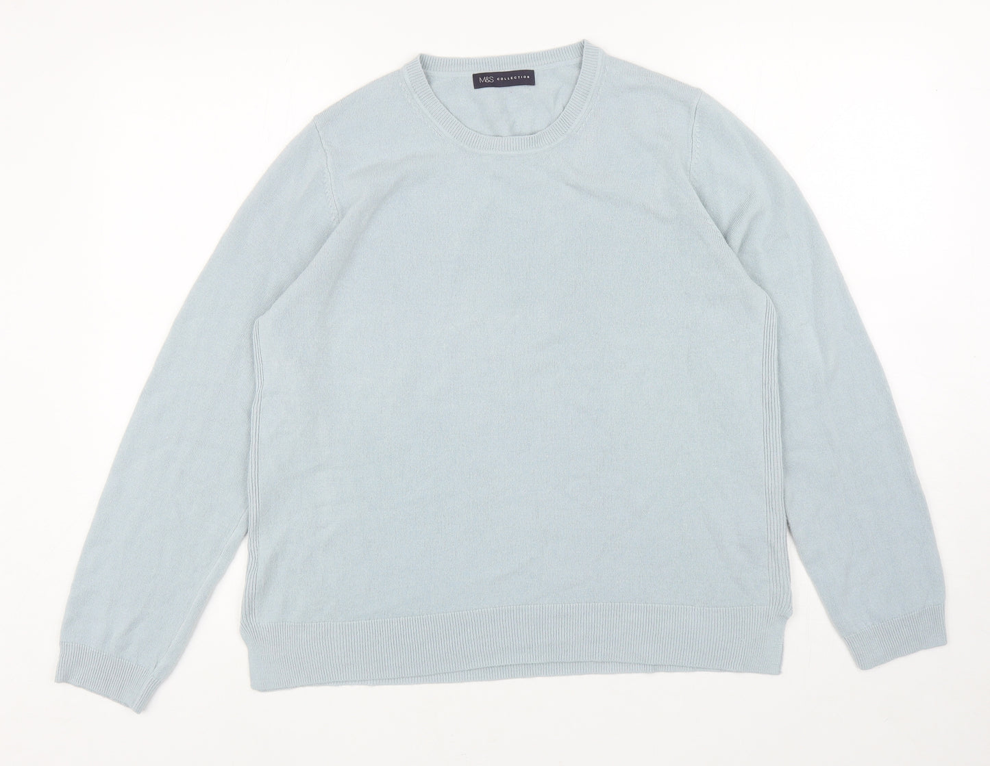 Marks and Spencer Womens Blue Round Neck Acrylic Pullover Jumper Size 16