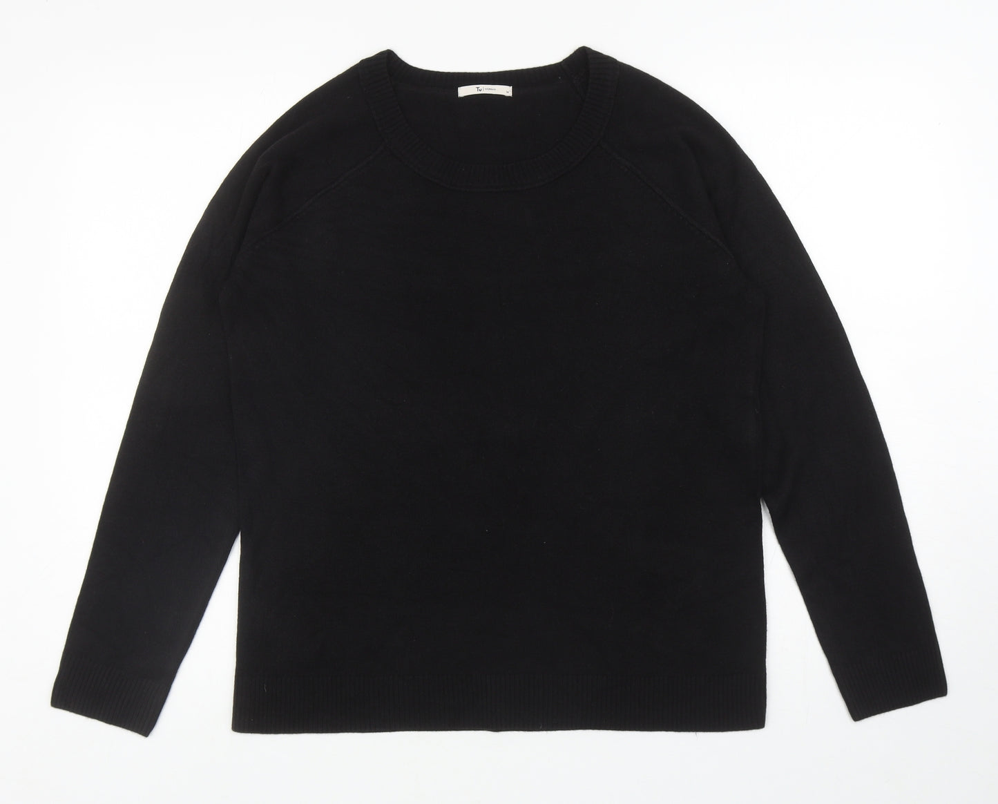 TU Womens Black Scoop Neck Acrylic Pullover Jumper Size 14