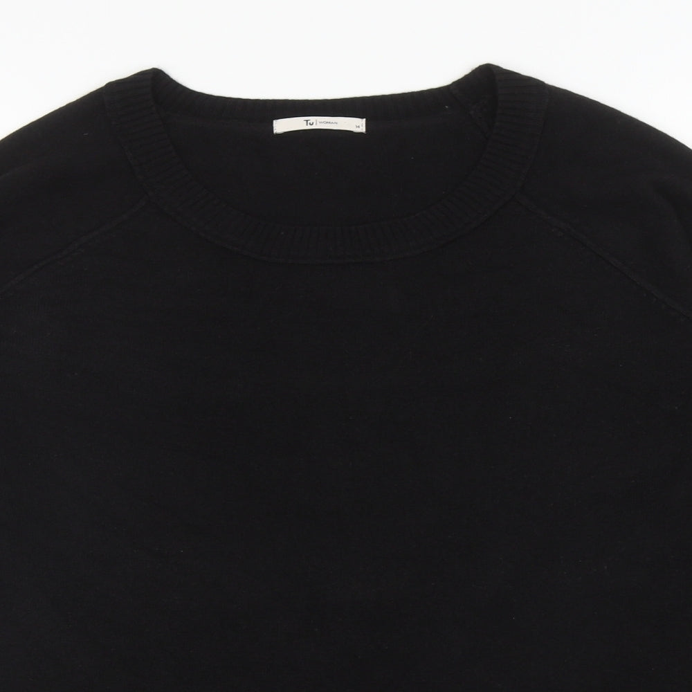 TU Womens Black Scoop Neck Acrylic Pullover Jumper Size 14