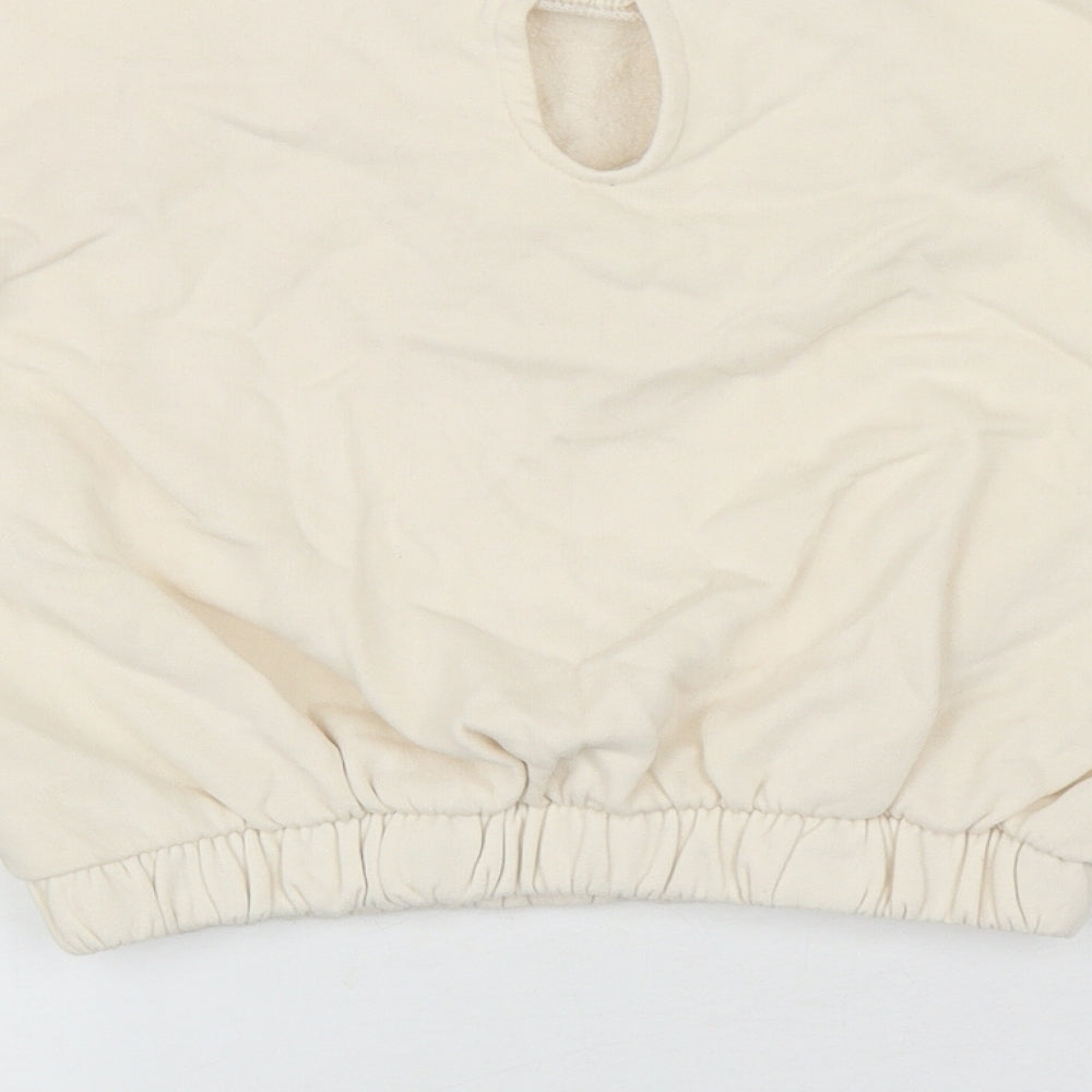 River Island Girls Ivory Cotton Pullover Sweatshirt Size 7-8 Years Button