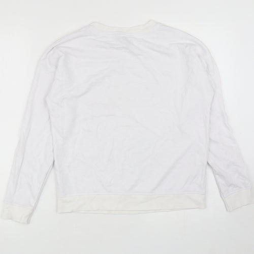 New Look Womens White Cotton Pullover Sweatshirt Size 10 Pullover - Manhattan