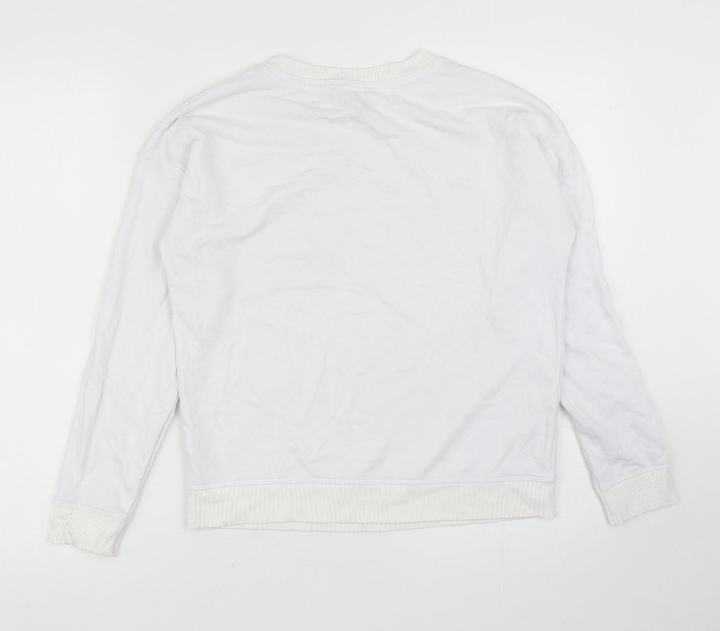 New Look Womens White Cotton Pullover Sweatshirt Size 10 Pullover - Manhattan
