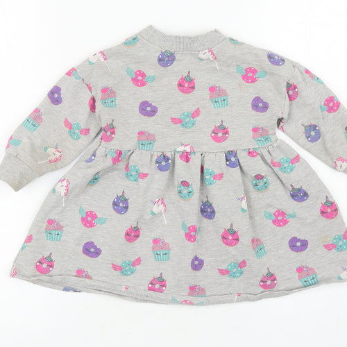 Blue Zoo Baby Grey Geometric Cotton Jacket Dress Size 12-18 Months Crew Neck Pullover - Unicorn Cakes