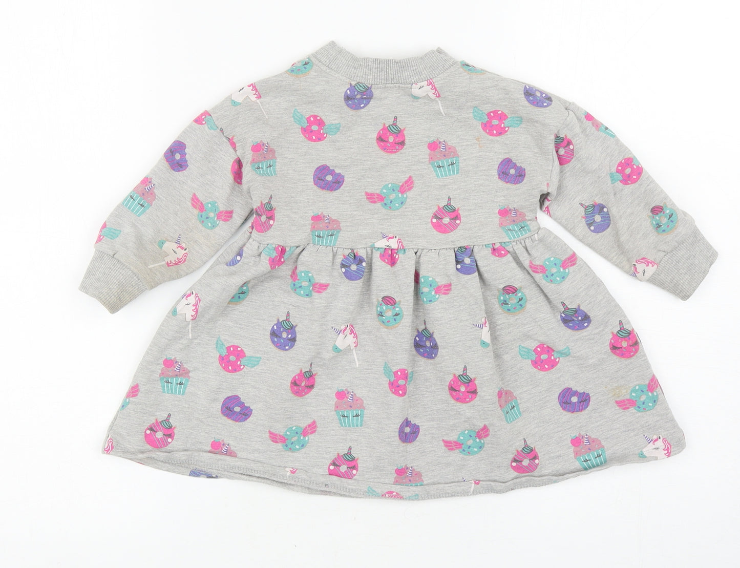 Blue Zoo Baby Grey Geometric Cotton Jacket Dress Size 12-18 Months Crew Neck Pullover - Unicorn Cakes