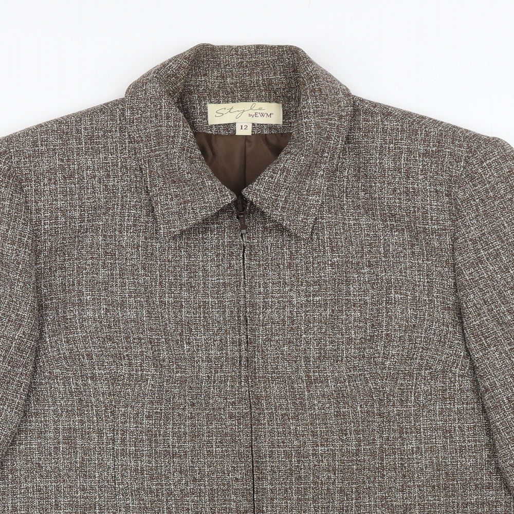 EWM Womens Brown Jacket Blazer Size 12 Zip