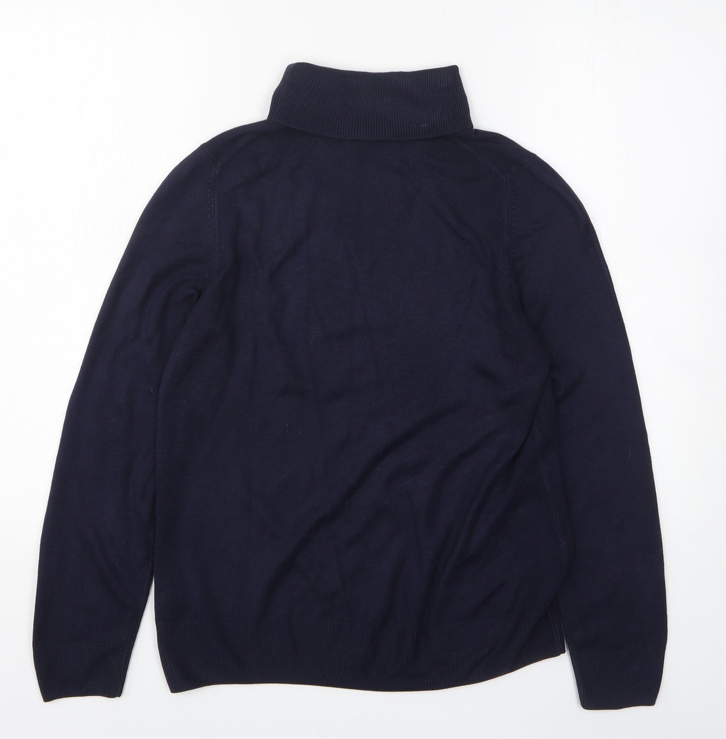 Marks and Spencer Womens Blue Roll Neck Acrylic Pullover Jumper Size 12