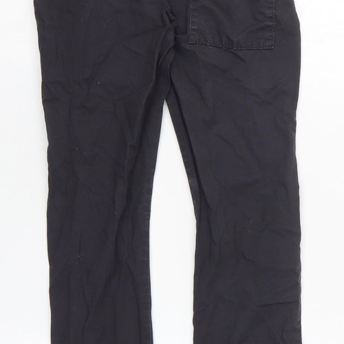 Marks and Spencer Boys Black 100% Cotton Cargo Trousers Size 8-9 Years Regular Drawstring