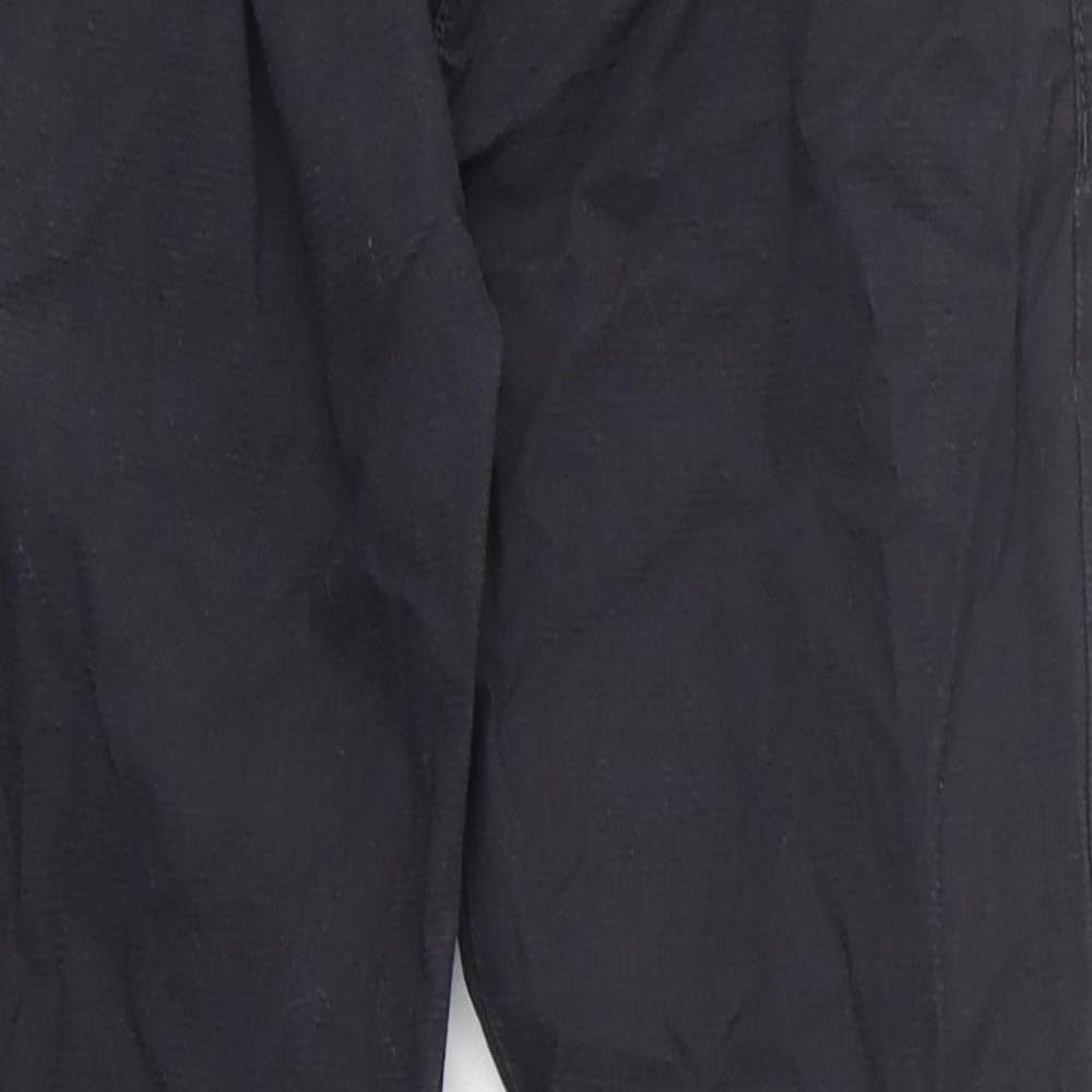 Marks and Spencer Boys Black 100% Cotton Cargo Trousers Size 8-9 Years Regular Drawstring