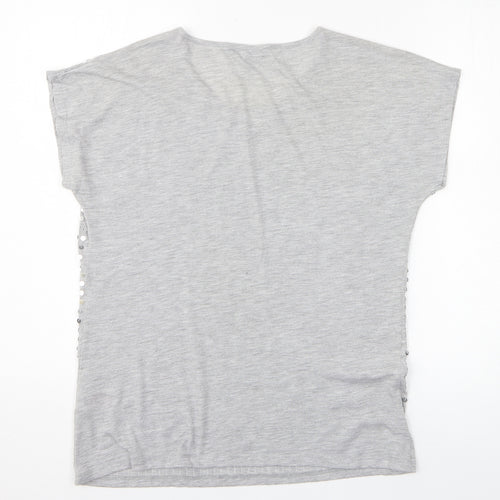 Peacocks Womens Grey Polyester Basic T-Shirt Size 12 Round Neck