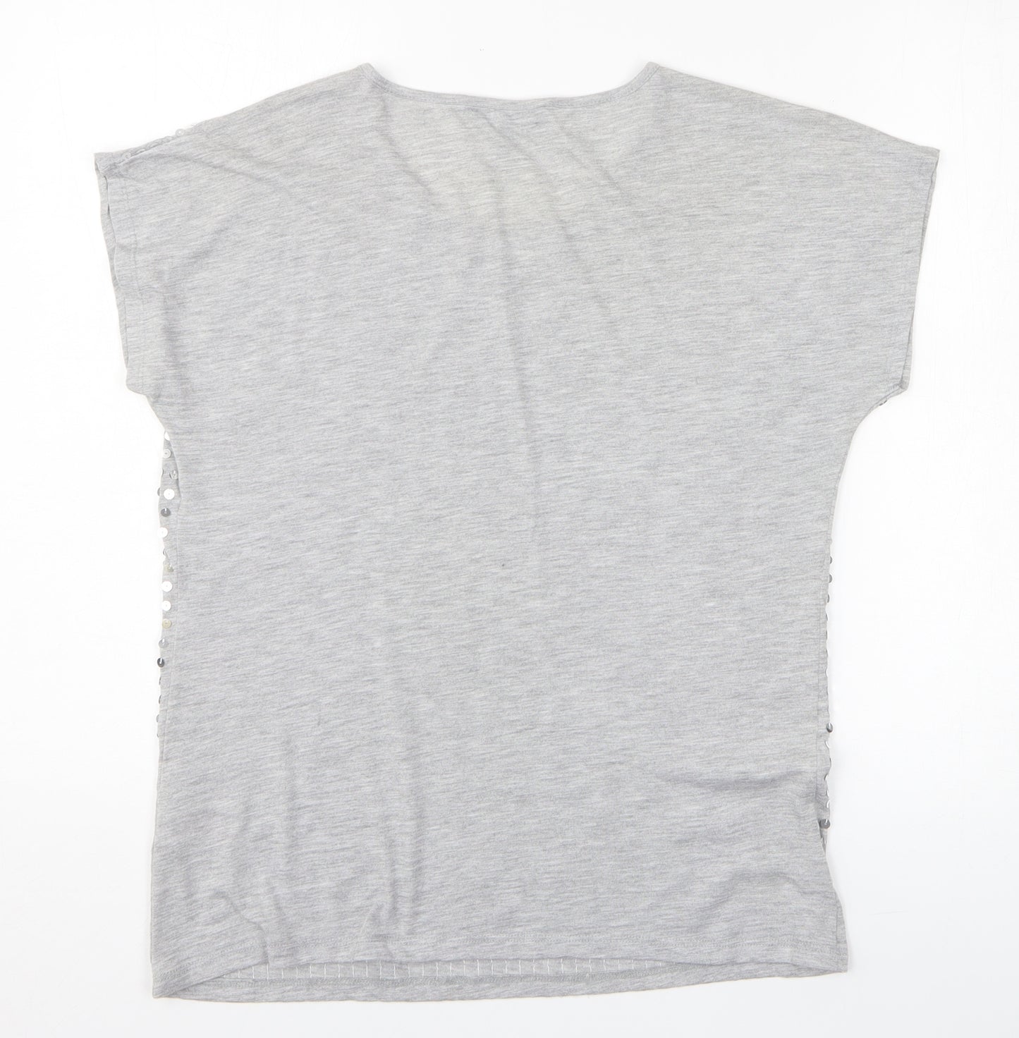 Peacocks Womens Grey Polyester Basic T-Shirt Size 12 Round Neck