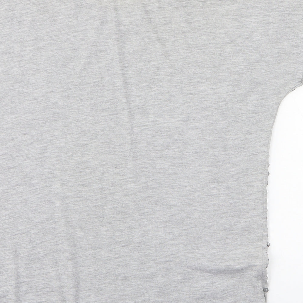 Peacocks Womens Grey Polyester Basic T-Shirt Size 12 Round Neck