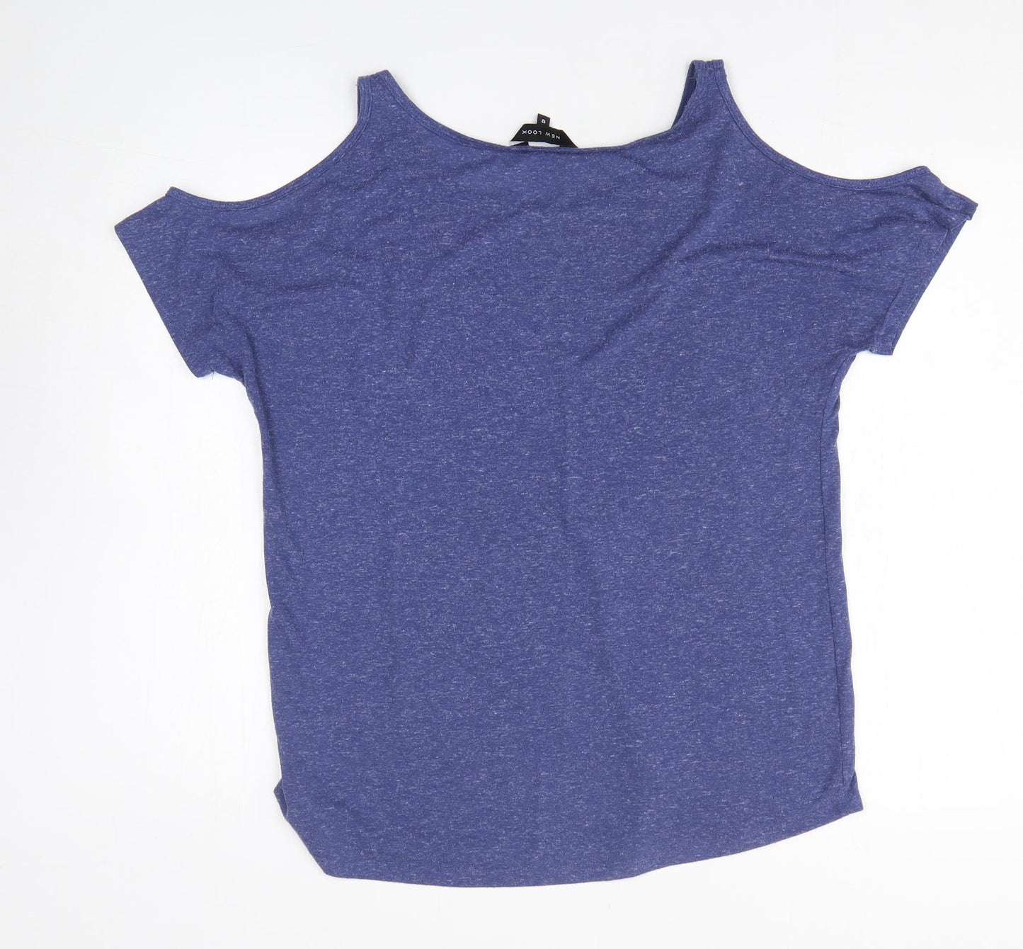 New Look Womens Blue 100% Cotton Basic T-Shirt Size 12 Round Neck - Cold Shoulder