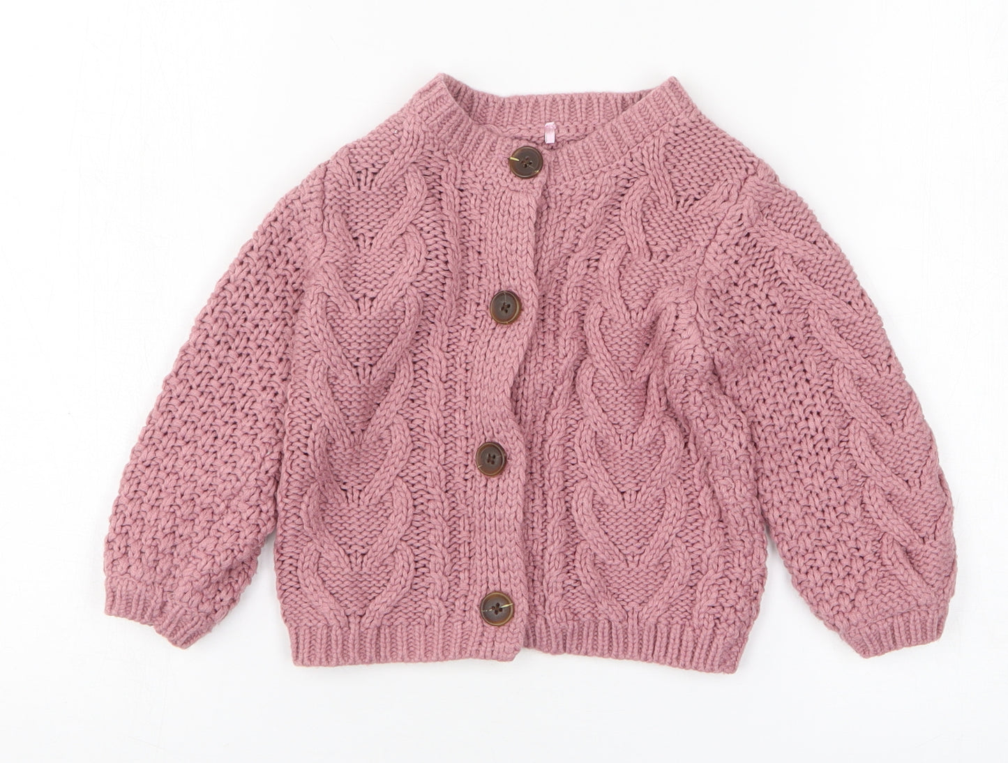 George Boys Pink Acrylic Cardigan Jumper Size 18-24 Months Button