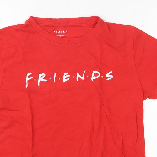 Primark Womens Red 100% Cotton Basic T-Shirt Size XS Round Neck - Friends